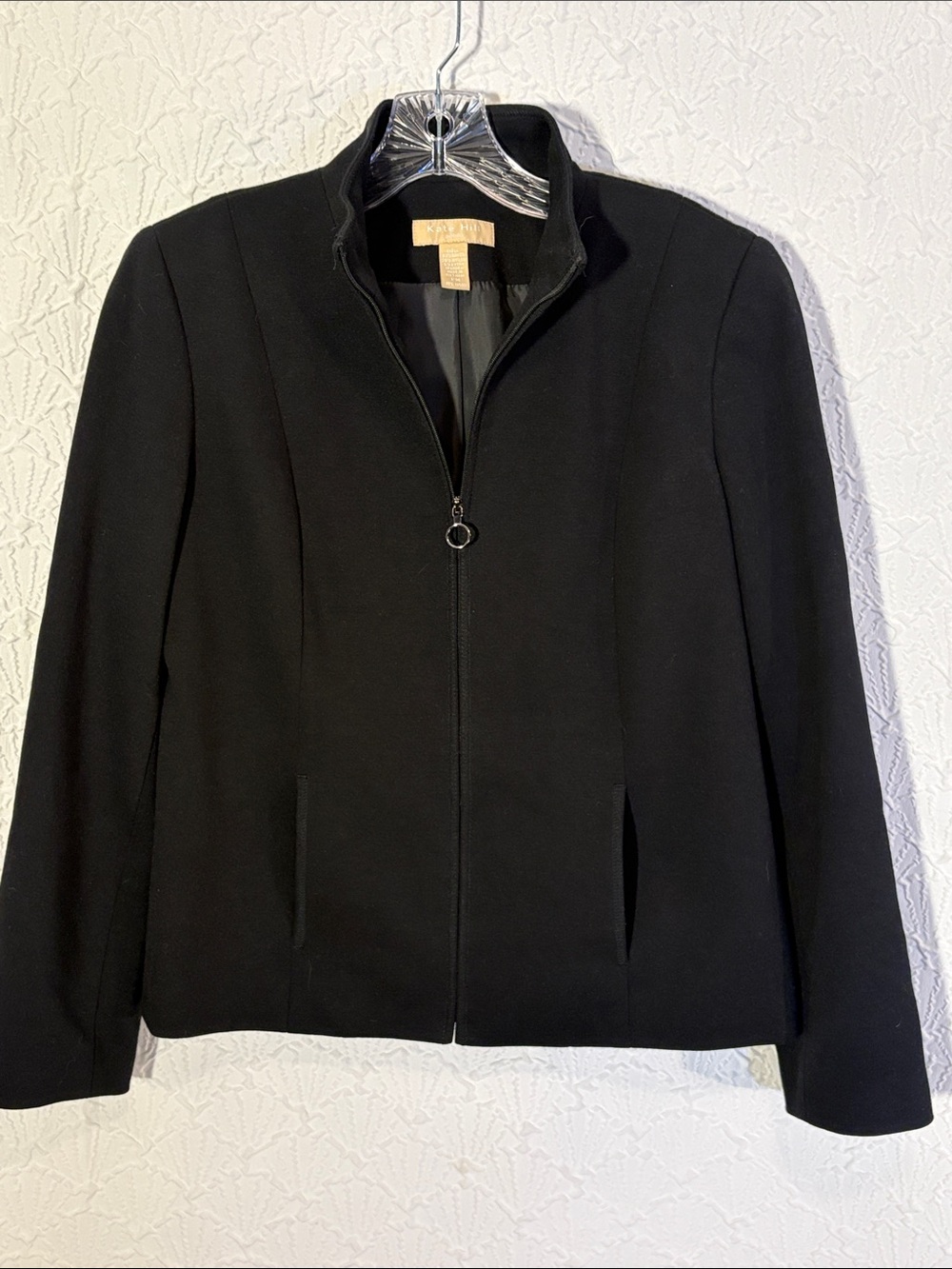 Kate Hill Black Zip-Front Blazer Jacket